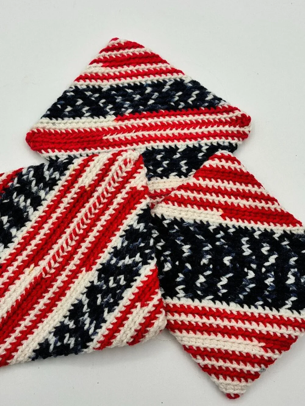 NEW Handmade American Flag Potholders Lot of 3 Red White & Blue 5